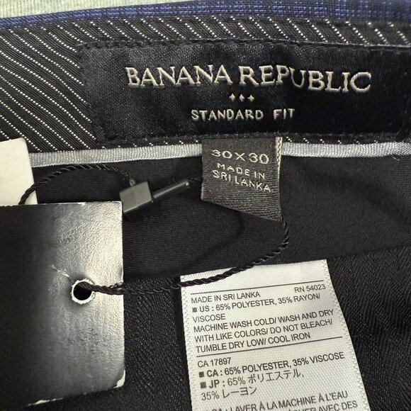 Banana Republic Pants Mens 30X30 Checkered Blue Stretch Standard Fit Performance - Picture 4 of 9